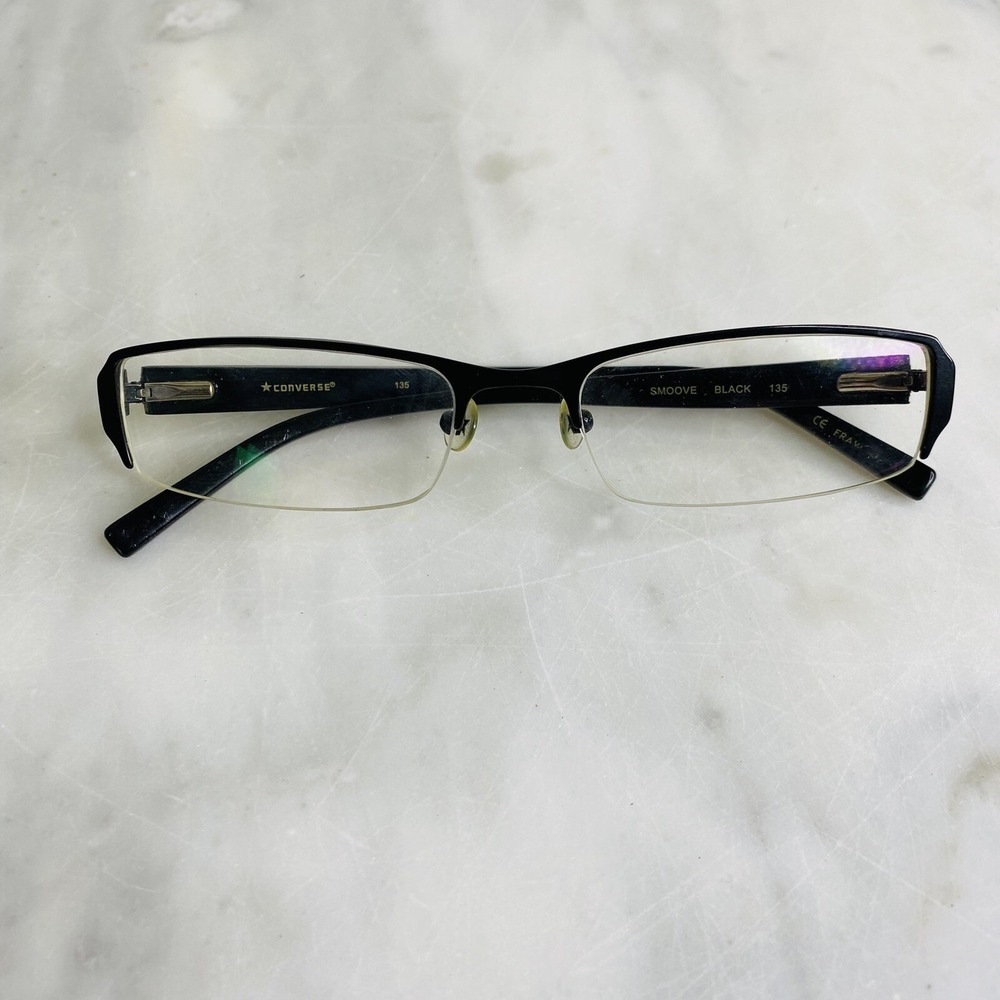 Converse Glasses Half‎ Rim Frames 135 Smoove Black Rectangle Men's Unisex